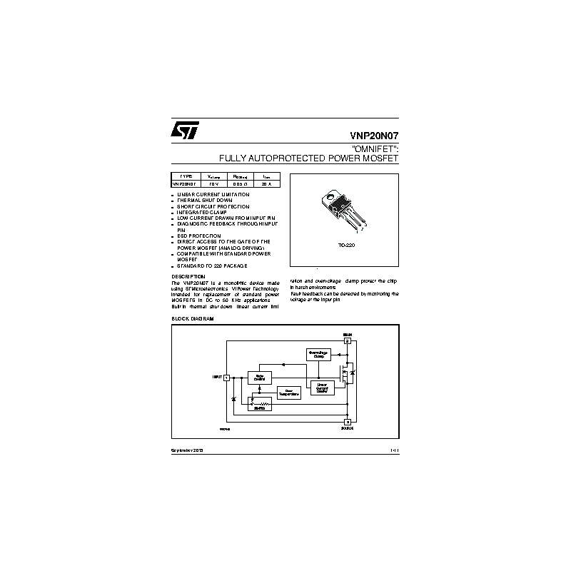 VNP20N07 VNP-20N07 Transistor Power Mosfet