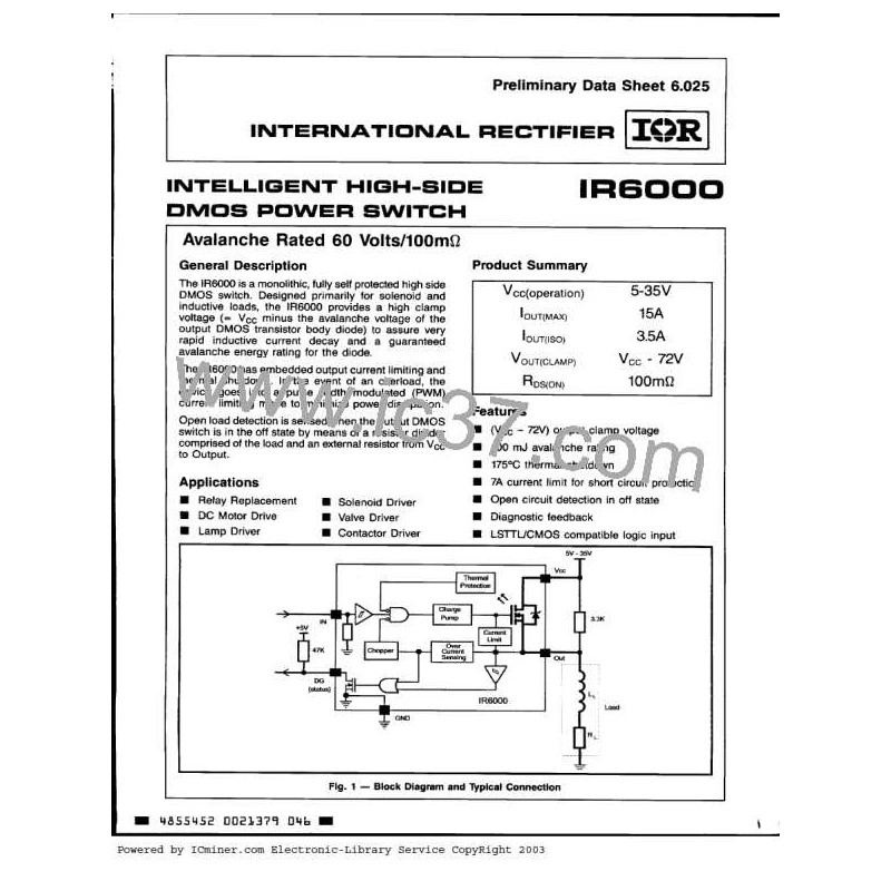 integrato IR6000 data sheet