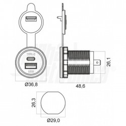 KR166/1 Alpha Elettronica Caricabatterie USB A - USB C